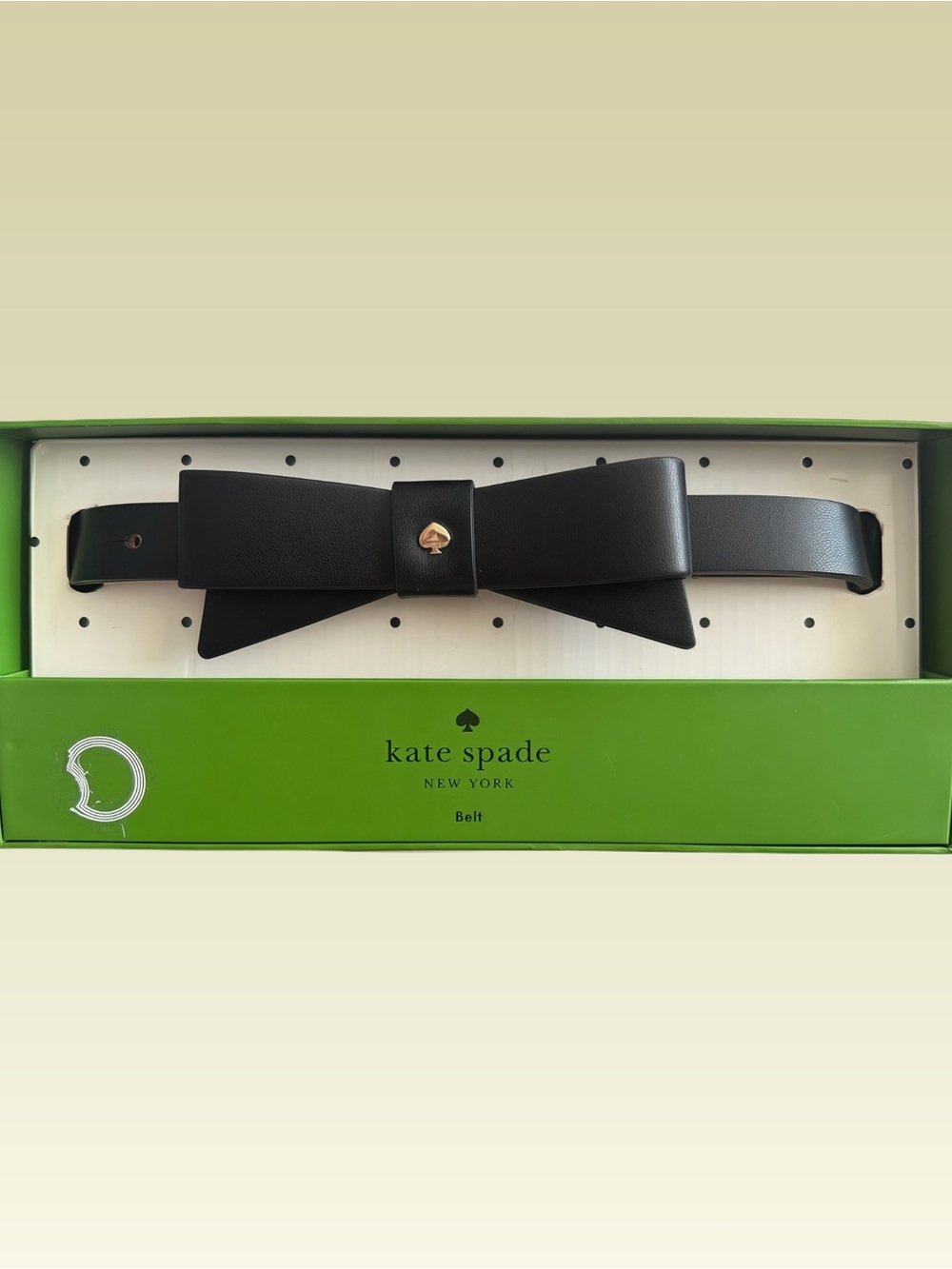 Kate Spade New York Black Bow Belt L/XL Gold Spade Logo NIB - Picture 2 of 9